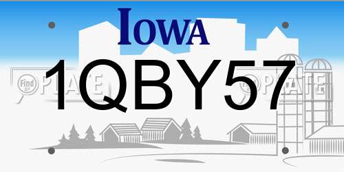 1QBY57 Iowa License Plate