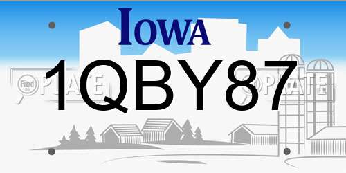 1QBY87 Iowa License Plate