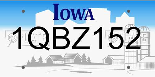 1QBZ152 Iowa License Plate