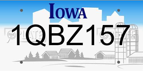 1QBZ157 Iowa License Plate