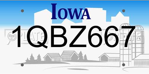 1QBZ667 Iowa License Plate