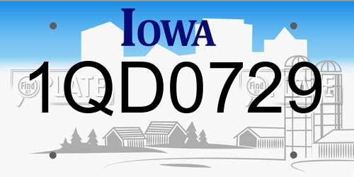 1QD0729 Iowa License Plate