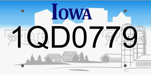 1QD0779 Iowa License Plate