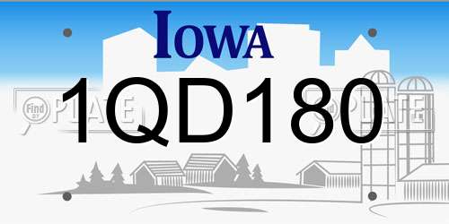 1QD180 Iowa License Plate