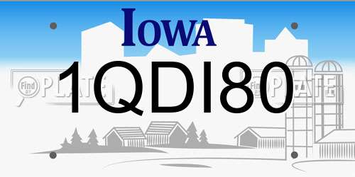 1QDI80 Iowa License Plate