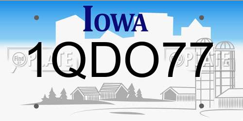 1QDO77 Iowa License Plate