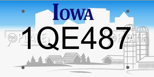 1QE487 Iowa License Plate