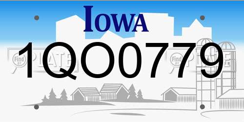 1QO0779 Iowa License Plate