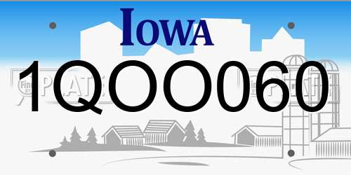 1QOO060 Iowa License Plate