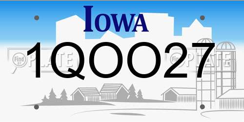1QOO27 Iowa License Plate