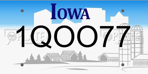 1QOO77 Iowa License Plate