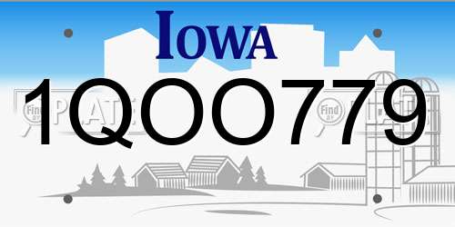 1QOO779 Iowa License Plate