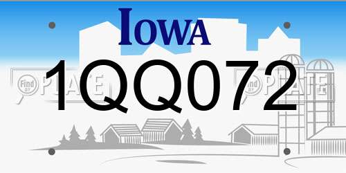 1QQ072 Iowa License Plate