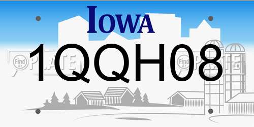 1QQH08 Iowa License Plate