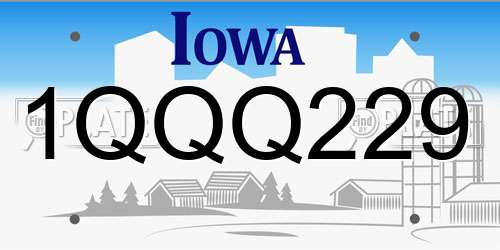 1QQQ229 Iowa License Plate