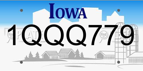 1QQQ779 Iowa License Plate