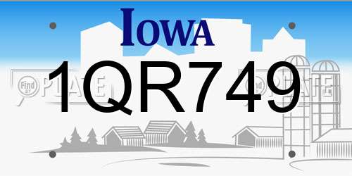 1QR749 Iowa License Plate