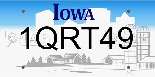 1QRT49 Iowa License Plate