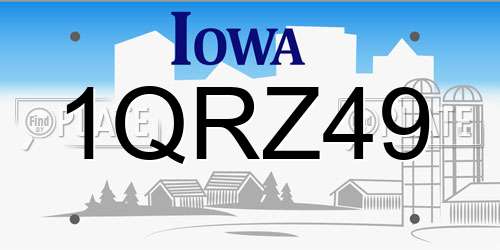 1QRZ49 Iowa License Plate