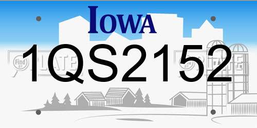 1QS2152 Iowa License Plate
