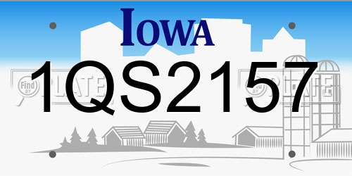 1QS2157 Iowa License Plate