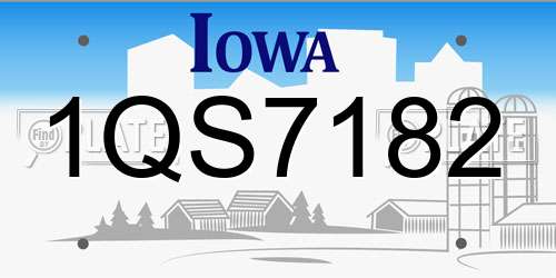 1QS7182 Iowa License Plate