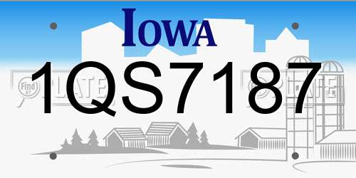 1QS7187 Iowa License Plate