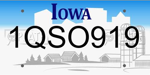 1QSO919 Iowa License Plate