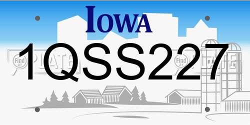 1QSS227 Iowa License Plate