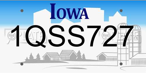 1QSS727 Iowa License Plate