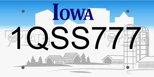1QSS777 Iowa License Plate
