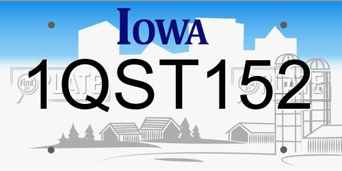 1QST152 Iowa License Plate