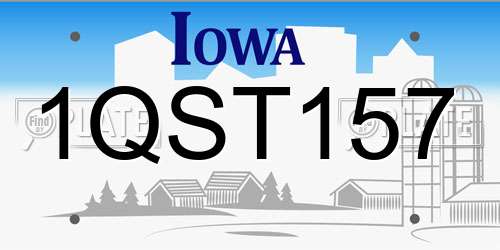 1QST157 Iowa License Plate