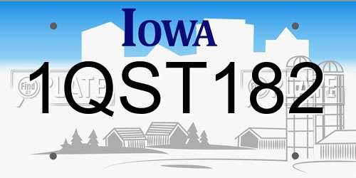 1QST182 Iowa License Plate