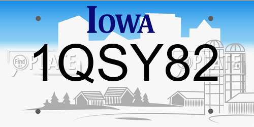 1QSY82 Iowa License Plate