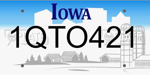 1QTO421 Iowa License Plate