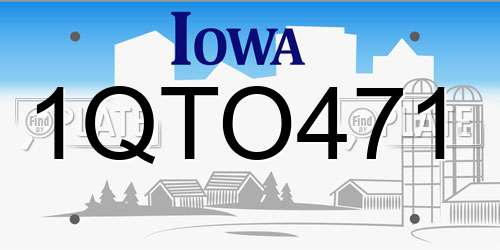 1QTO471 Iowa License Plate