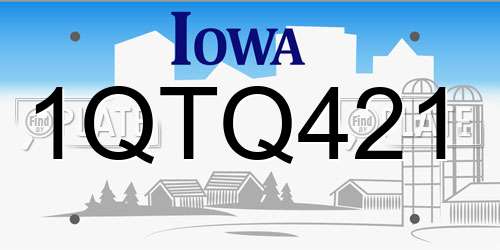 1QTQ421 Iowa License Plate