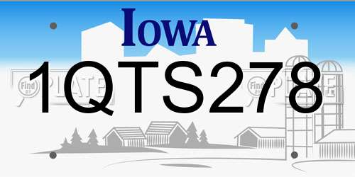 1QTS278 Iowa License Plate