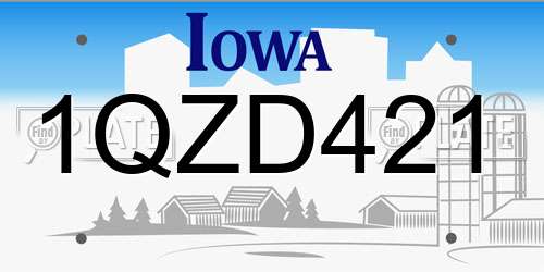 1QZD421 Iowa License Plate
