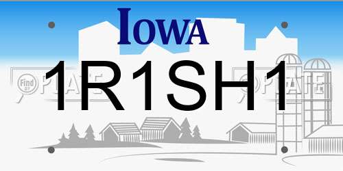 1R1SH1 Iowa License Plate