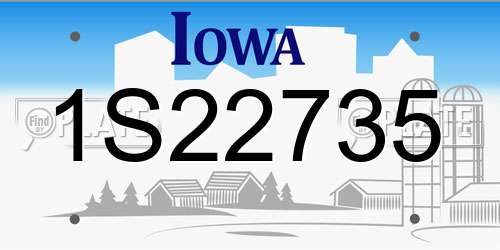 1S22735 Iowa License Plate