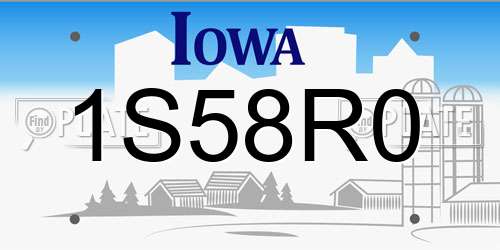 1S58R0 Iowa License Plate