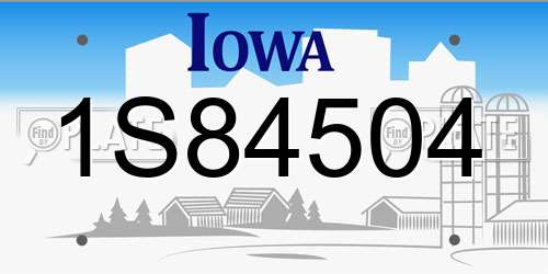 1S84504 Iowa License Plate