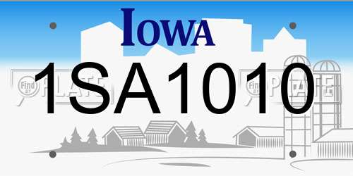 1SA1010 Iowa License Plate