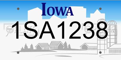 1SA1238 Iowa License Plate