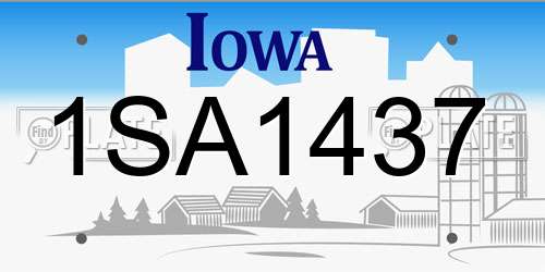 1SA1437 Iowa License Plate