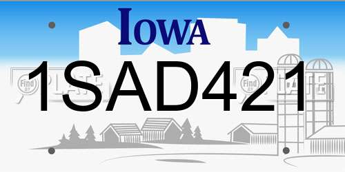 1SAD421 Iowa License Plate