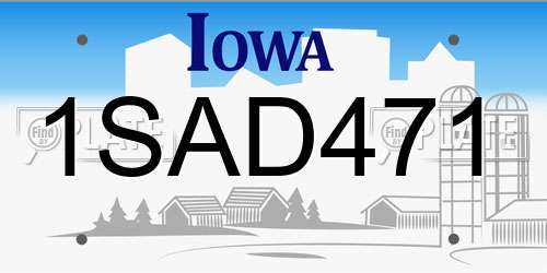1SAD471 Iowa License Plate