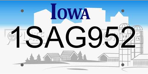1SAG952 Iowa License Plate